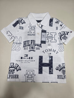 Tommy Hilfiger Kids' Vintage 1985 White & Navy Polo Shirt | Size XXS (2-3 Years) | Brand New