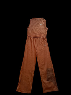 Alo Yoga Women's 2-Piece Set | Mocha Brown Crop Tank & Wide-Leg Pants | NWT