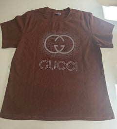 Women’s brown T‑shirt featuring silver embellishments, Size Medium/Large