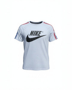 Men's White Sporty T-Shirt | Color Block Stripe Shoulders | Size 2XL (Fits L) | New