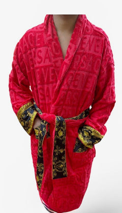Unisex Red Luxury Cotton Spa Bath Robe | One Size | Brand New with Tags
