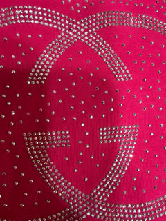 Women's Hot Pink Cotton T-Shirt with Silver rhinestones | M/L