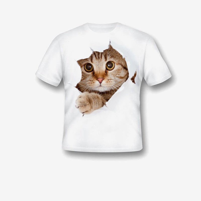 Creative Damaged Cat Print T-shirt - Style by Luxe and Beyond