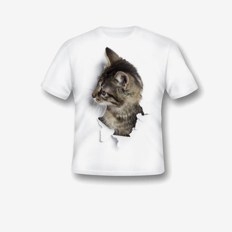 Creative Damaged Cat Print T-shirt - Style by Luxe and Beyond