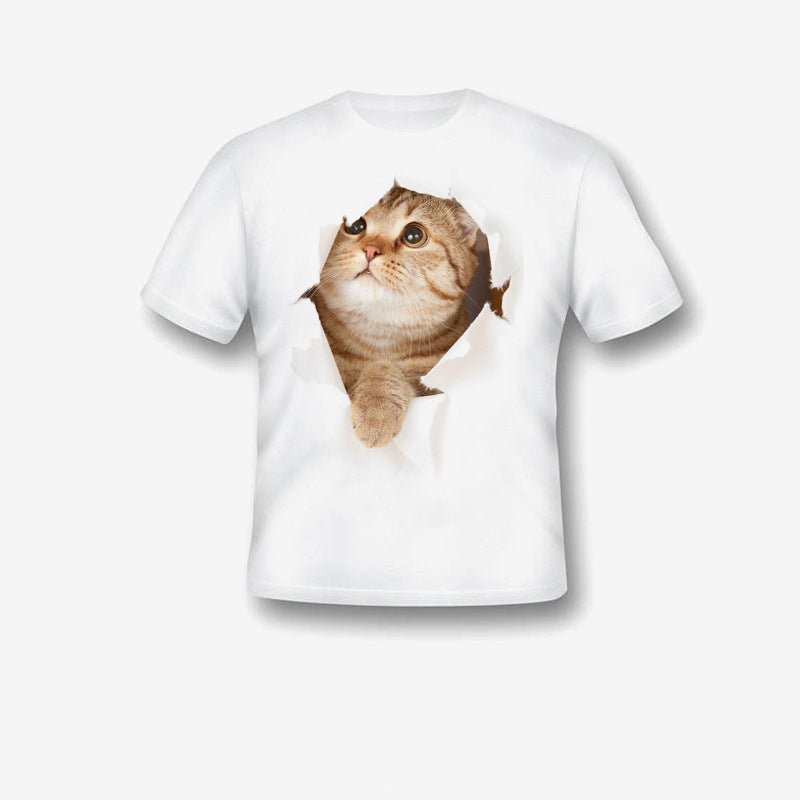 Creative Damaged Cat Print T-shirt - Style by Luxe and Beyond