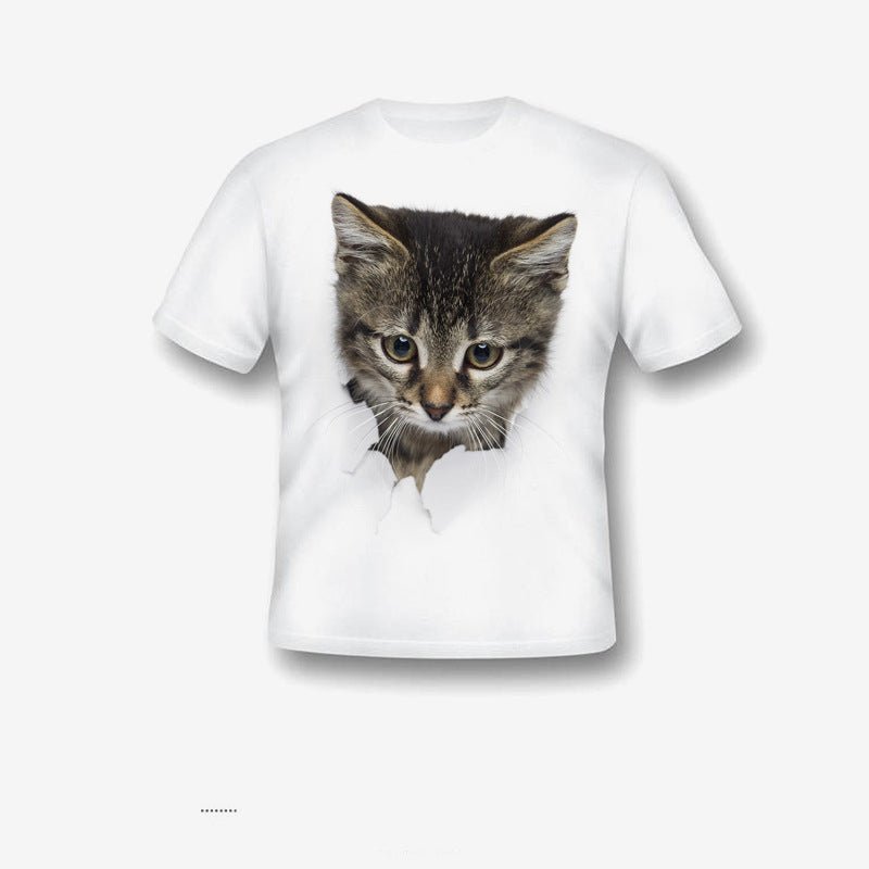 Creative Damaged Cat Print T-shirt - Style by Luxe and Beyond