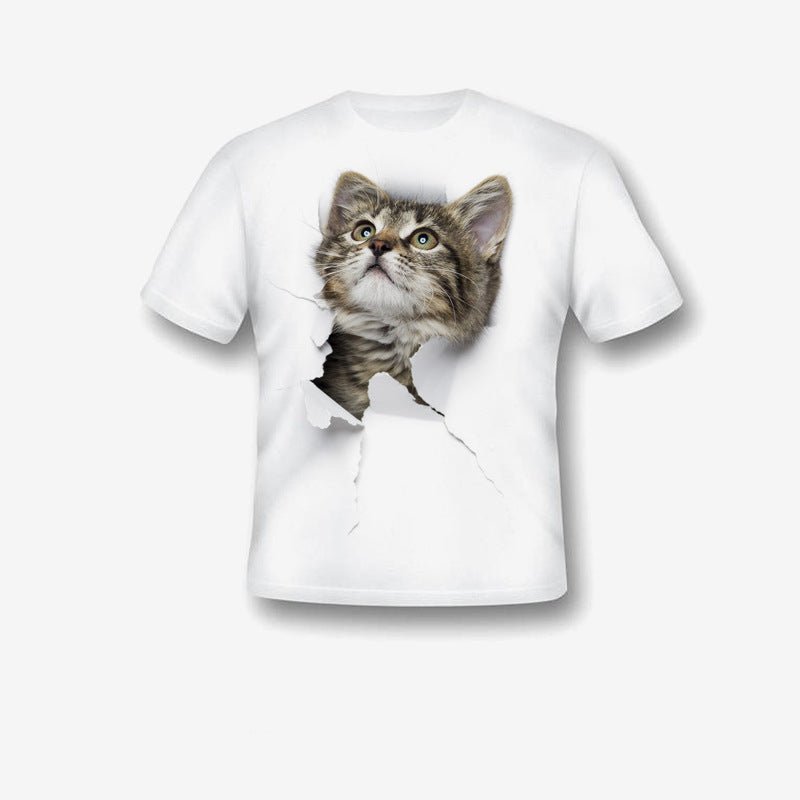 Creative Damaged Cat Print T-shirt - Style by Luxe and Beyond