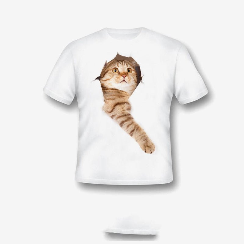Creative Damaged Cat Print T-shirt - Style by Luxe and Beyond