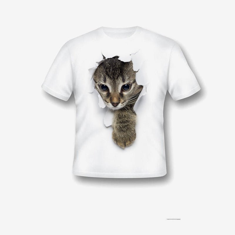 Creative Damaged Cat Print T-shirt - Style by Luxe and Beyond