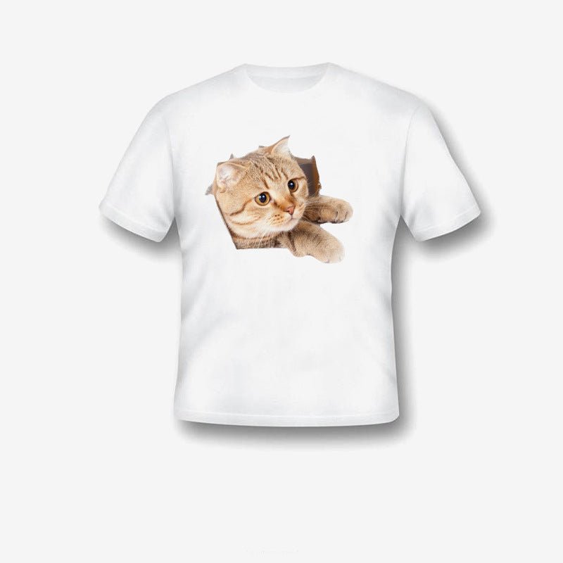 Creative Damaged Cat Print T-shirt - Style by Luxe and Beyond