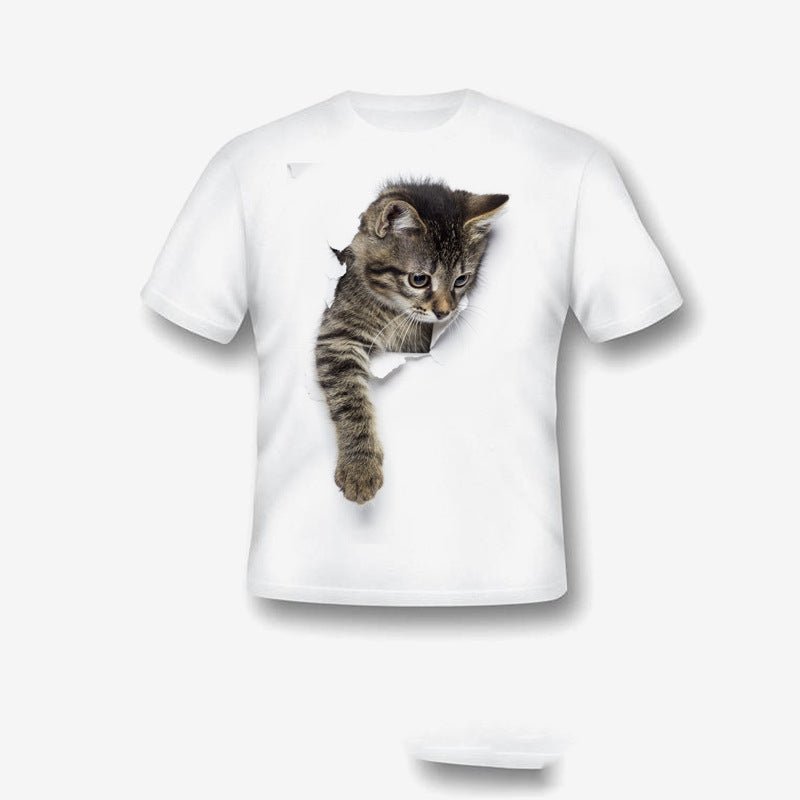 Creative Damaged Cat Print T-shirt - Style by Luxe and Beyond