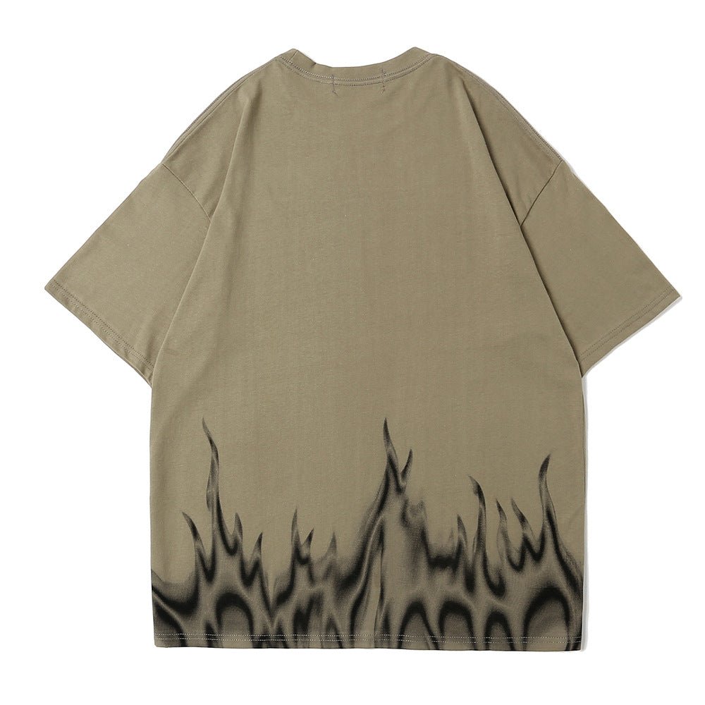Flame Print Short-sleeved T-shirt Men - Style by Luxe and Beyond