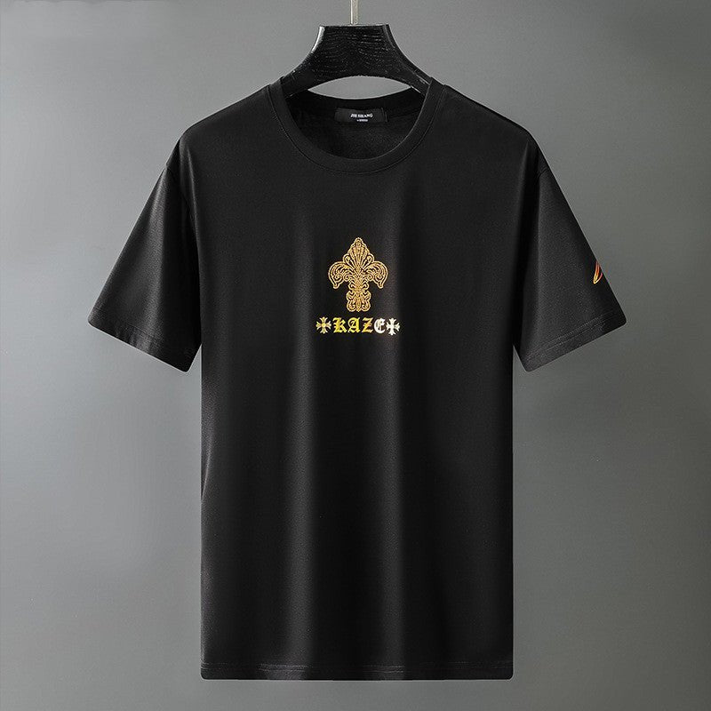 Men S Hot Stamping Process Men S Fashion Brand Off Shoulder Short Sleeved T Shirt Men - Style by Luxe and Beyond