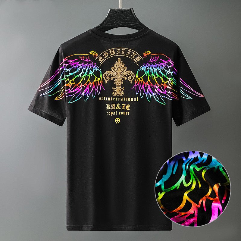 Men S Hot Stamping Process Men S Fashion Brand Off Shoulder Short Sleeved T Shirt Men - Style by Luxe and Beyond