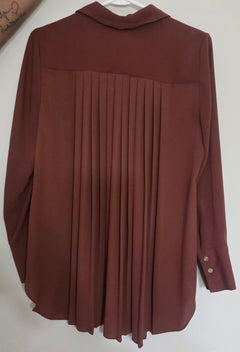 Women's Brown Flowy Button-Down Tunic Blouse | Size Small | Lightweight Casual Top