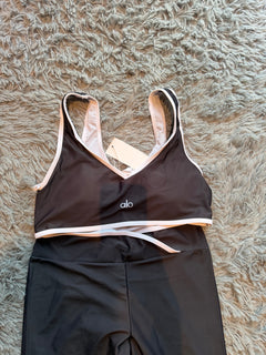 Women's Black Yoga Set | Padded Sports Top & High-Stretch Leggings | Slim fit | Size L/XL | New
