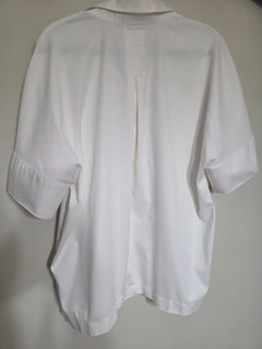 Women's Chico's No Iron Stretch Short Sleeve Blouse Top | White | Chico's Size 3 (XL/16)