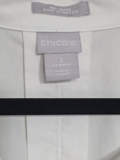 Women's Chico's No Iron Stretch Short Sleeve Blouse Top | White | Chico's Size 3 (XL/16)