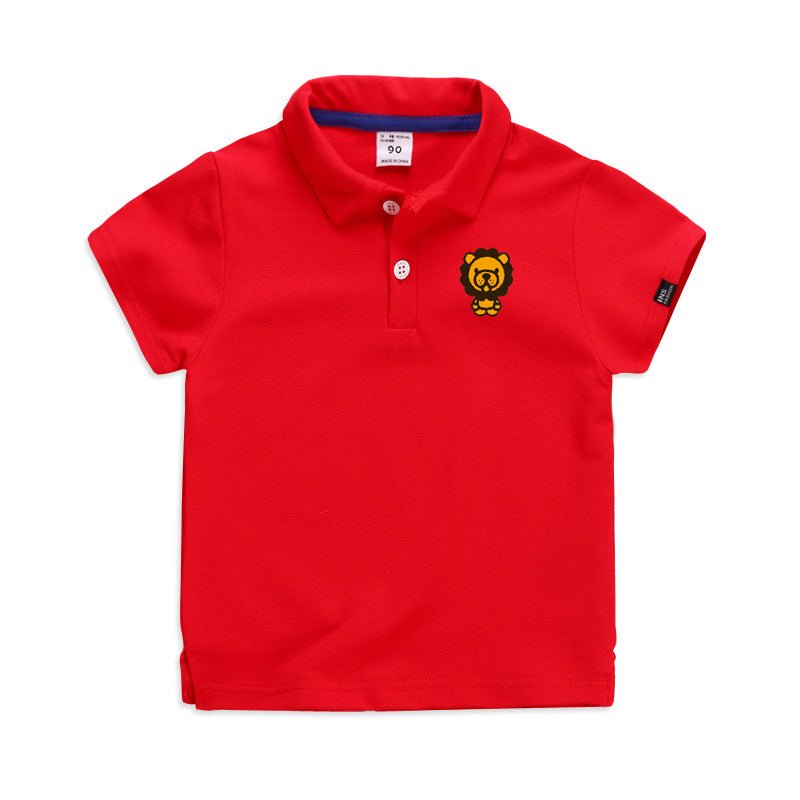 Summer Elastic Cotton Solid Color Short Sleeve Men''s And Women''s Cartoon Polo T-shirt - Style by Luxe and Beyond